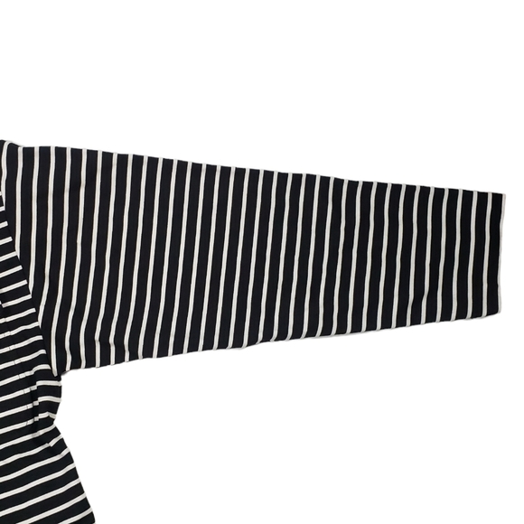 Chicos Black White Striped Jacket Size 0 US 4 SMALL Full Zip Belted Lightweight - Picture 8 of 14